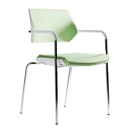 Highly detailed Blender 3D model of a modern green office chair with chrome legs.