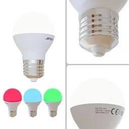 "Realistic RGB LED Light Bulb for Blender 3D - choose infinite colors or realistic illumination with Black Body. Perfect for ceiling lamp projects and beyond."