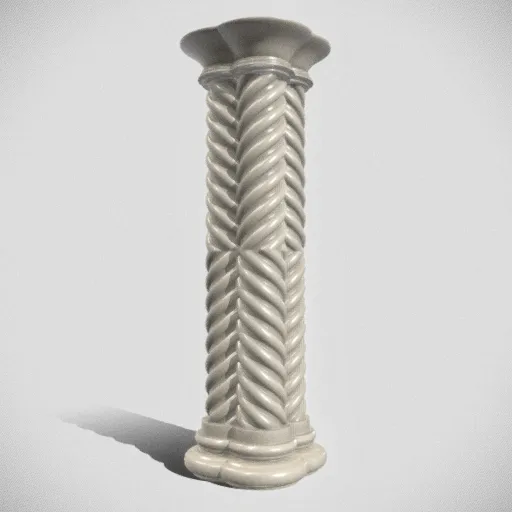 Detailed 3D twisted quadrilobate column for medieval street modeling, compatible with Blender design software.