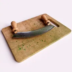 "Photorealistic 3D model of a Cutting Board with Parsley, featuring enhanced details and UV unwrapped textures. Perfect for Blender 3D users seeking high-quality and realistic container models."