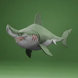Shark Stylized Green - Rigged - Lowpoly