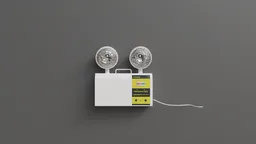 Detailed 3D-rendered model of emergency light for Blender, featuring dual lamps and battery-powered control unit.