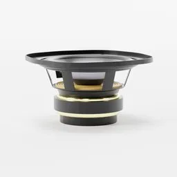 "5 inch Midrange Speaker 3D Model for Blender 3D - Outdoor Design by Huang Ding, Coherent Design Inspired by Bartolomeo Vivarini and Luo Mu, with Gold Band - Category: Audio."