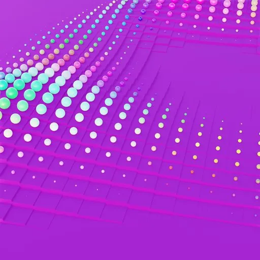 Colorful 3D modeled spheres on a purple grid for creative design use, optimized for Blender.