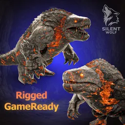 Lava Lizard Creature-Rigged-Animated