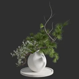 Modern Ikebana Vase Arrangement
