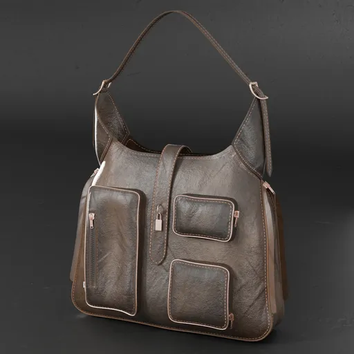 High-quality, low-poly 3D model of a brown leather briefcase with metal accents designed for Blender 3D, suitable for gaming and Archviz.