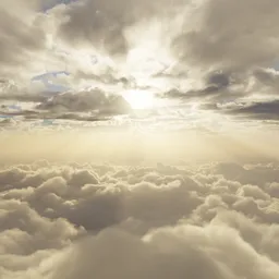 Above the clouds hazy sunset