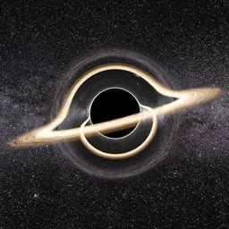 Realistic 3D model of a black hole with accretion disk for Blender Cycles, optimized for light path settings.