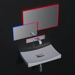 Modern 3D modeled wash basin with sleek faucet, detailed for bathroom or vanity visualizations in Blender 3D.