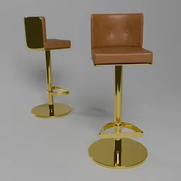 Barstool Leather and Gold