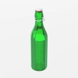 Detailed 3D rendering of a translucent green bottle with flip-top, ideal for Blender graphics projects.