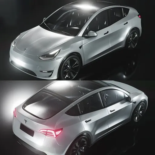 Highly detailed Blender 3D model showcasing multiple angles of a Tesla, suited for external Eevee and Cycles rendering.
