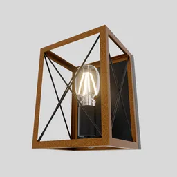 3D rendered geometric exterior wall light with illuminated filament bulb, optimized for Blender 3D projects.
