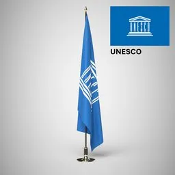 UNESCO Ceremonial flag on stand
