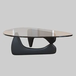 "Black ash Noguchi coffee table 3D model for Blender 3D - glass top and sleek design with clear edges."