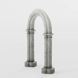 Detailed 3D rendering of a stone arch with rounded pillars, compatible with Blender for architectural designs.