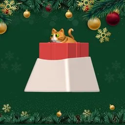 Christmas Gift Cat Keycap Design