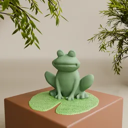 Decorating a Green Frog Sculpture