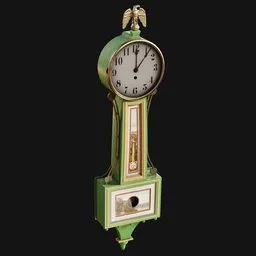 Antique Federal Banjo Wall Clock Green