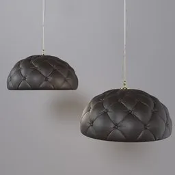 "Modern Ceiling Light with Black Lamps and Gold Metal Chain, Inspired by Buckminster Fuller, in Blender 3D Model. Highly Detailed and Stylish Design for Your Interior. Modeled by Giorgio De Vincenzi."