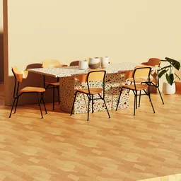 Modern Dining Room Sunny Scene