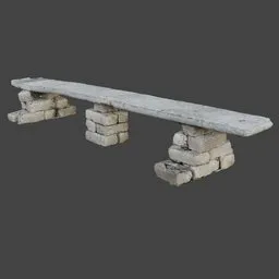 Old Stone Brick Bench
