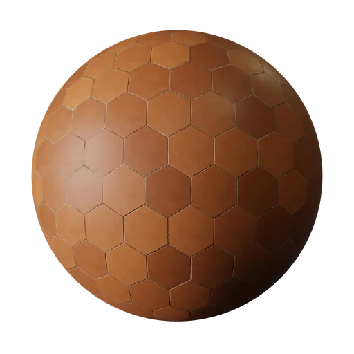Hexagonal terracotta tiles