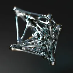 Abstract Liquid Chrome Metal Web