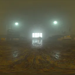 Industrial Warehouse Foggy Lights HDRi