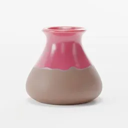 High-quality Blender 3D model of a two-tone vase with a red glazed top.