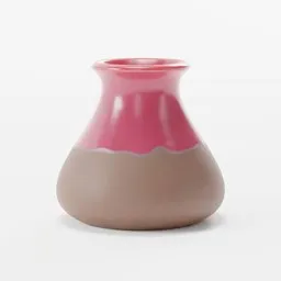 "Blender 3D model of a vase featuring a two-tone color scheme with natural clay and red glaze. Inspired by Jin Homura, the beautiful smooth rounded shapes add a touch of elegance to any scene."
