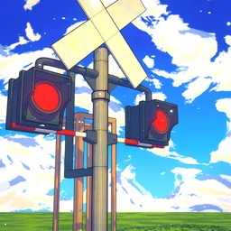 Anime Railway Crossing Signal Scene