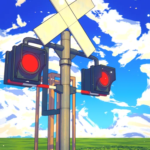 Anime Railway Crossing Signal Scene