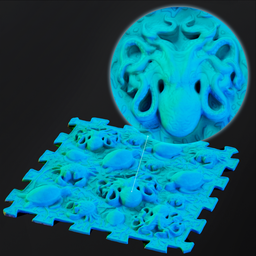 "Blender 3D model of a blue foot massager with sea bottom inspired design. Ideal for child's play. Increase detail with Subdivision Surface, allowing for smoothed volumetric lighting and anisotropy effects."