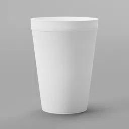Detailed white 3D Blender model of a polyester cup with subdivision and bevel modifiers ready for download.