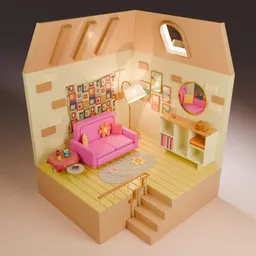 Stylized Cozy Living Room Diorama