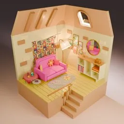 Stylized Cozy Living Room Diorama