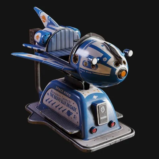 Vintage Coin-Op Rocket Kids Ride Blue