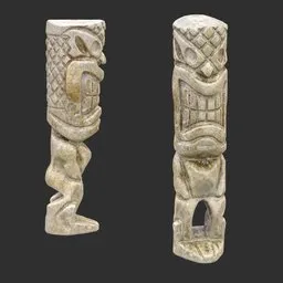 Tiki God Diamond Face Statue Marble