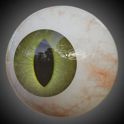 Highly detailed green eye 3D model with intricate iris textures, suitable for Blender rendering.