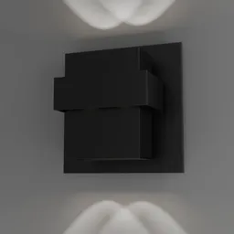 "Experience modern ambiance with the Pandora LED Indoor/Outdoor Wall Sconce, a sleek and stylish lighting fixture inspired by Mathieu Le Nain. This 3D model rendered in Blender 3D features OLED lighting, a squared border, and a black box with dip-switch capabilities. Perfect for adding a touch of futuristic flair to any space.