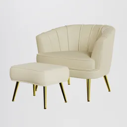 Upholstered Barrel Chair with Ottoman