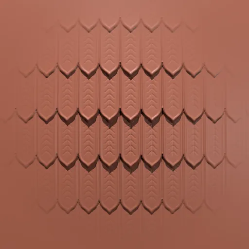 3D sculpting brush creating elongated armor feather pattern for Blender models.