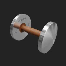 Realistic 3D rendered dumbbell with wooden handle, optimized for Blender, ideal for fitness-related digital content.
