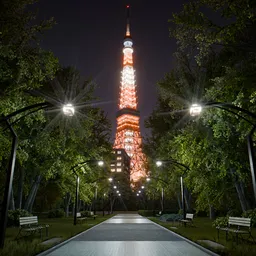 Night path to Tokyo Tower
