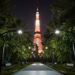 Night path to Tokyo Tower