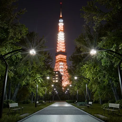 Night path to Tokyo Tower