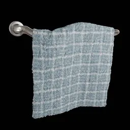 Highly detailed Blender 3D model of a checkered towel on a rail for realistic Cycles renderings.