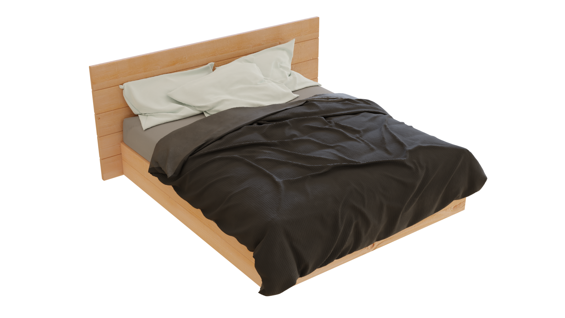Wooden Bed 3D Bed models BlenderKit